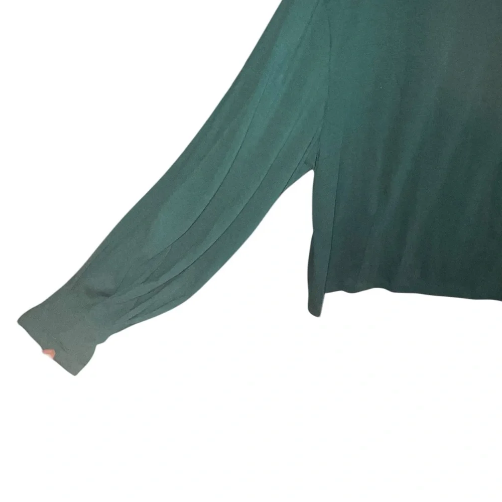 Prologue Forest Green Jersey knit Long Sleeve Crewneck blouse basic minimalist - Picture 7 of 13